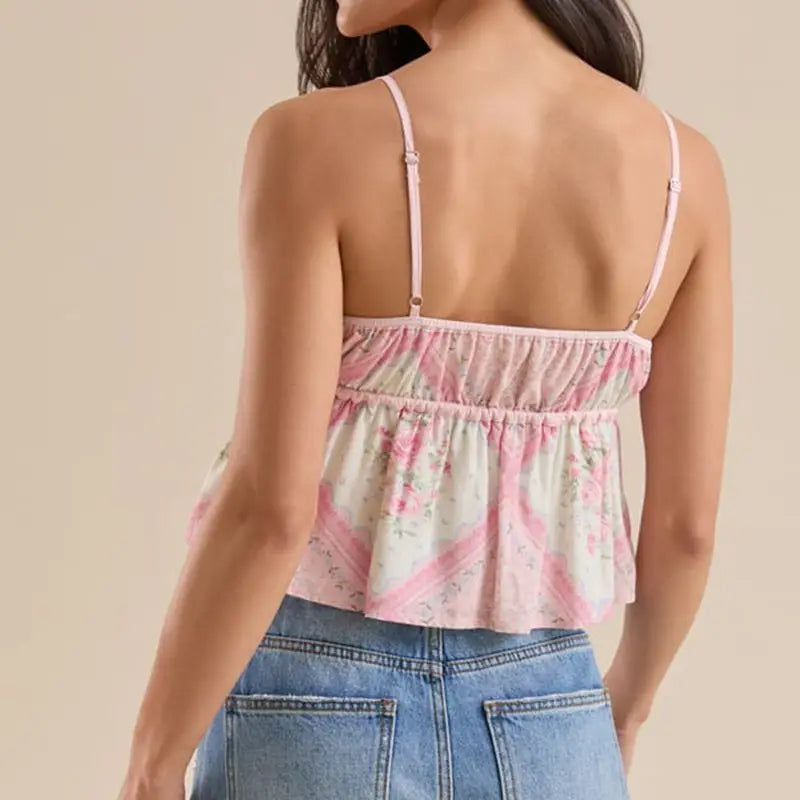 Floral Print Babydoll Crop Top