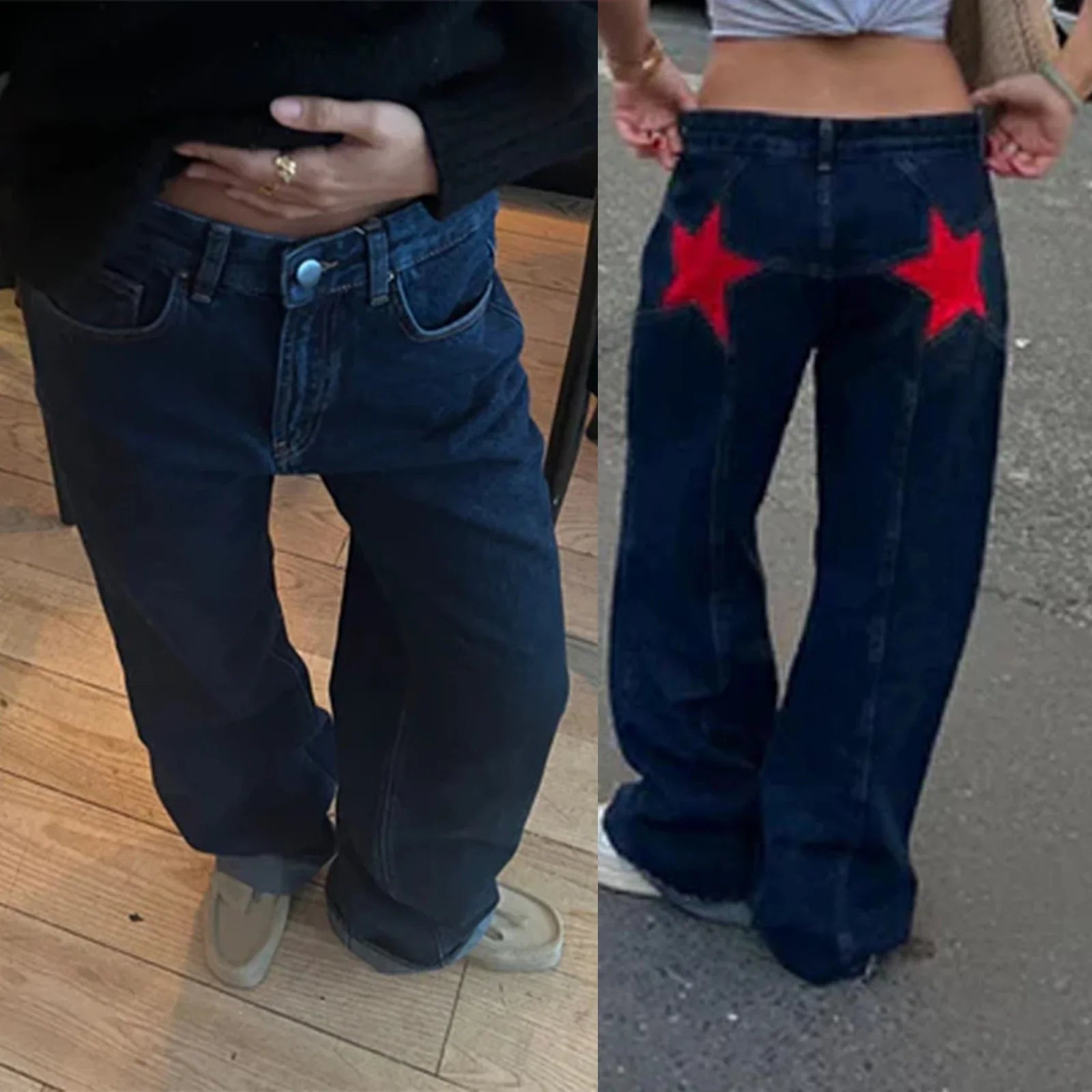 Stars Printed Pockets Denim Jeans