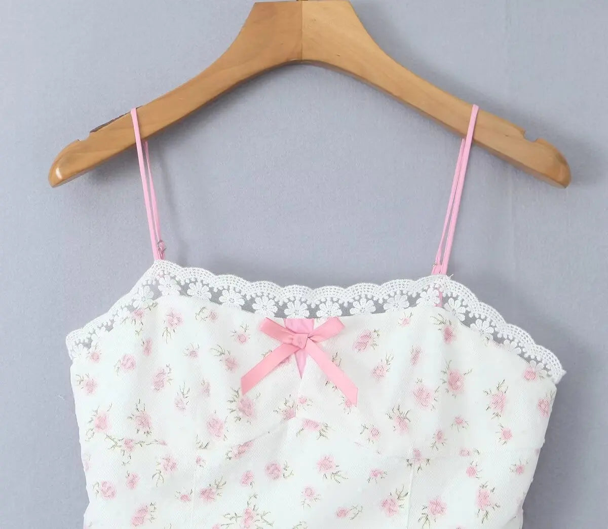White Floral Print Bow Strap Pleated Mini Dress