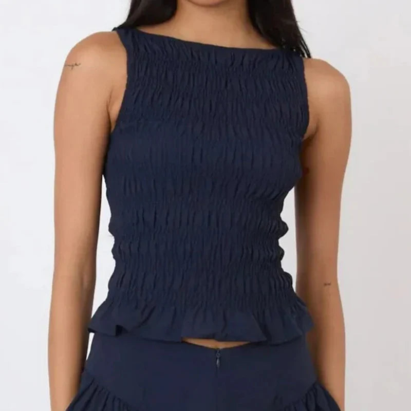 Polka Dot Ruched Tank Top