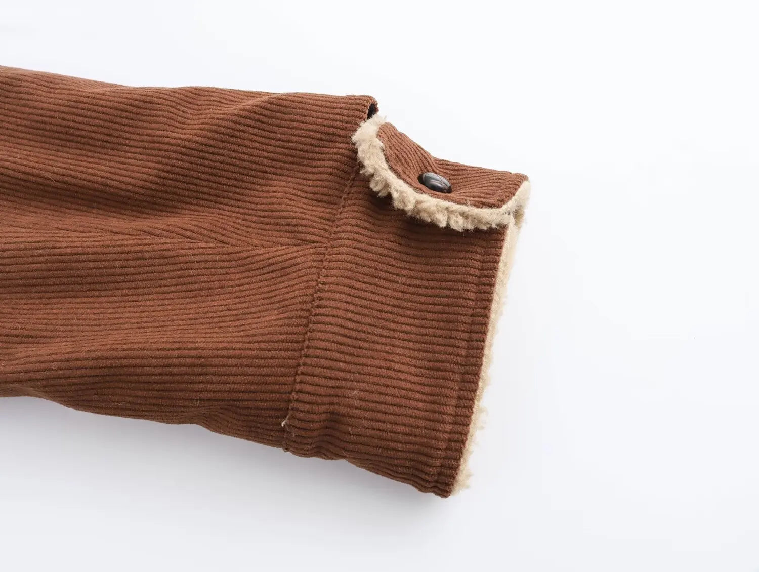 Corduroy Turn-down Collar Fur Lining Jacket