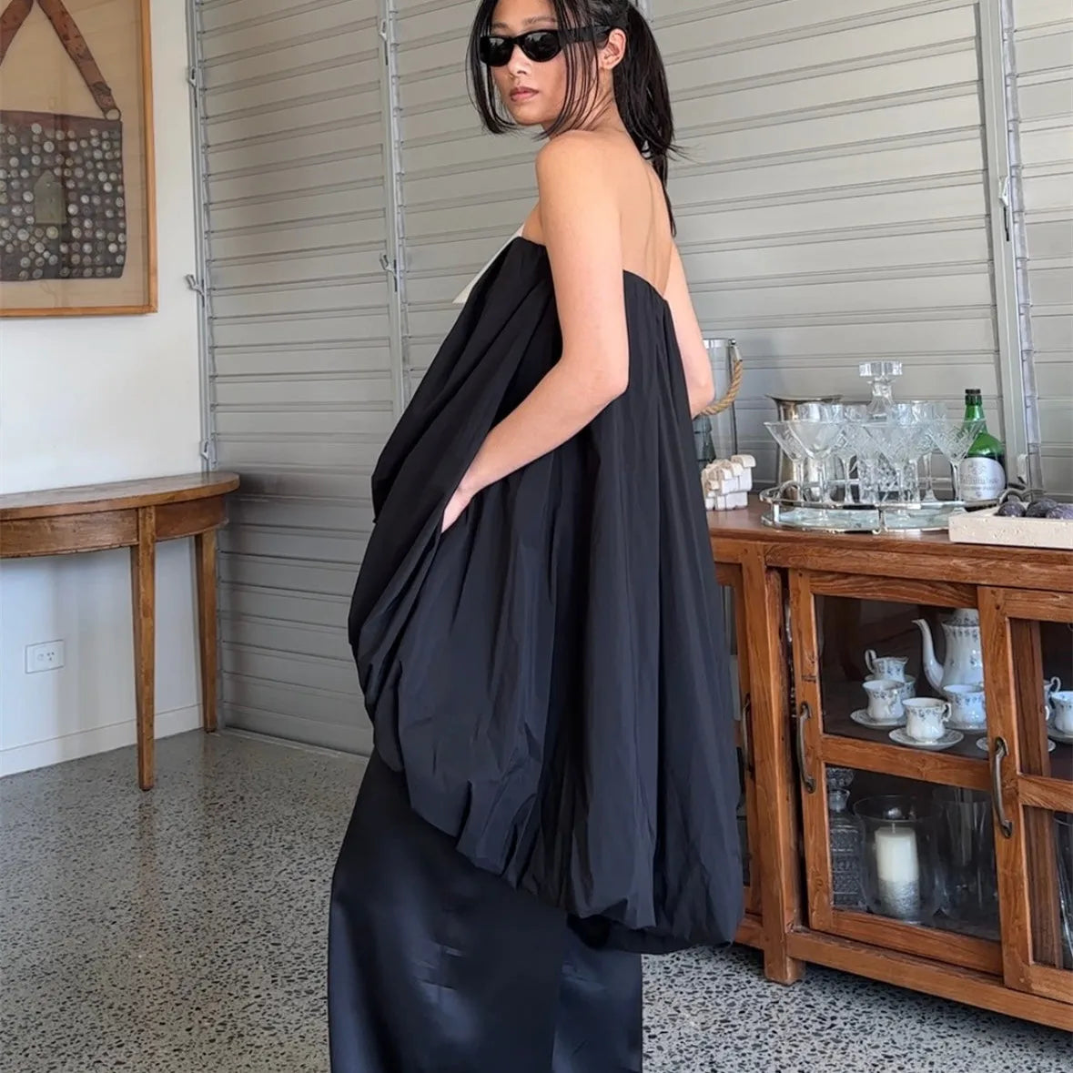 Strapless Elastic Puff Top