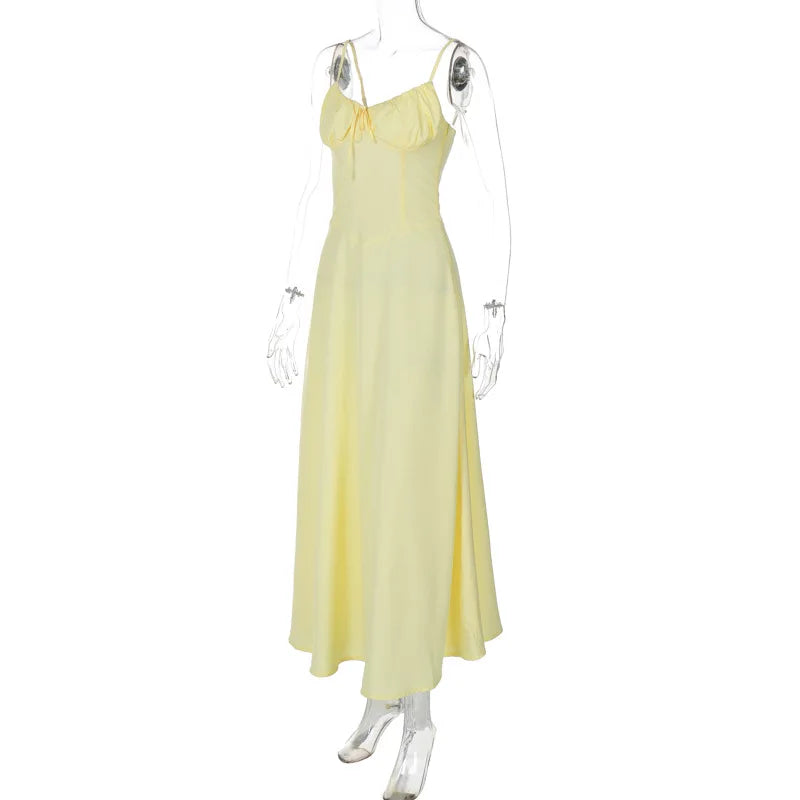 Cami Tie Up Solid Maxi Dress