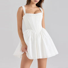 White Corset Bodice Mini Dress