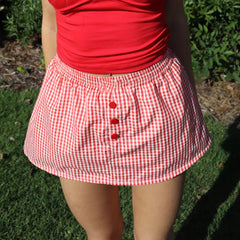 Plaid Buttoned A-line Mini Skirt