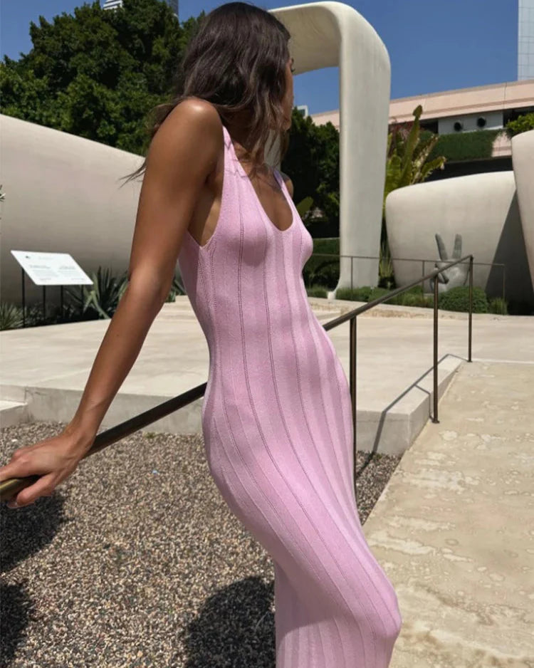 Coronado Backless V Neck Knitted Dress