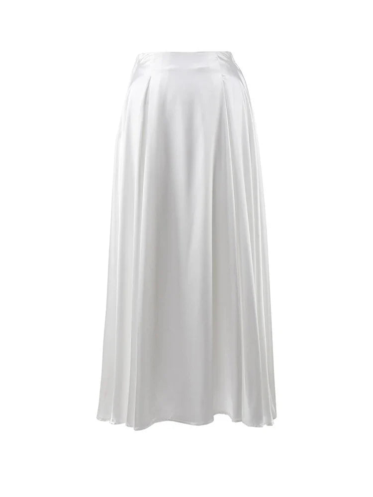 Angie Satin Gathered Maxi Skirt