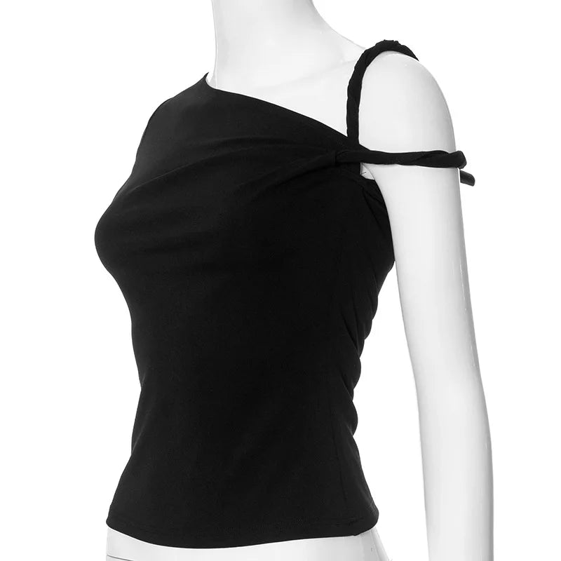 One Shoulder Twisted Sleeve Top
