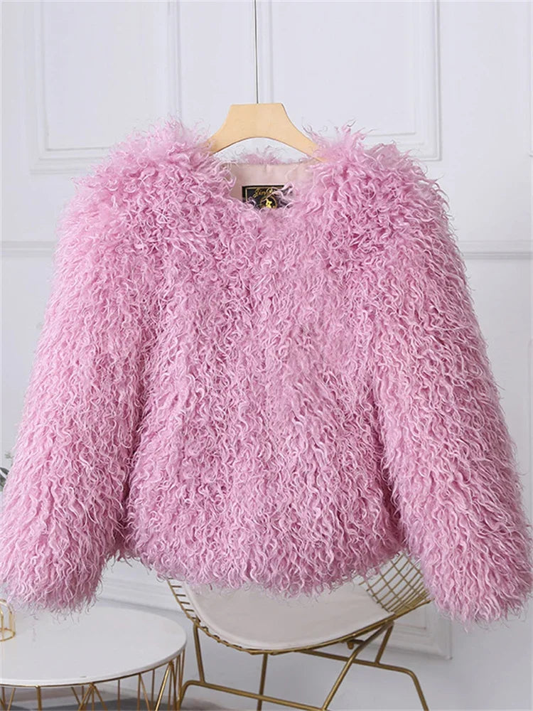 Fringe Fluffy Faux Fur Jacket