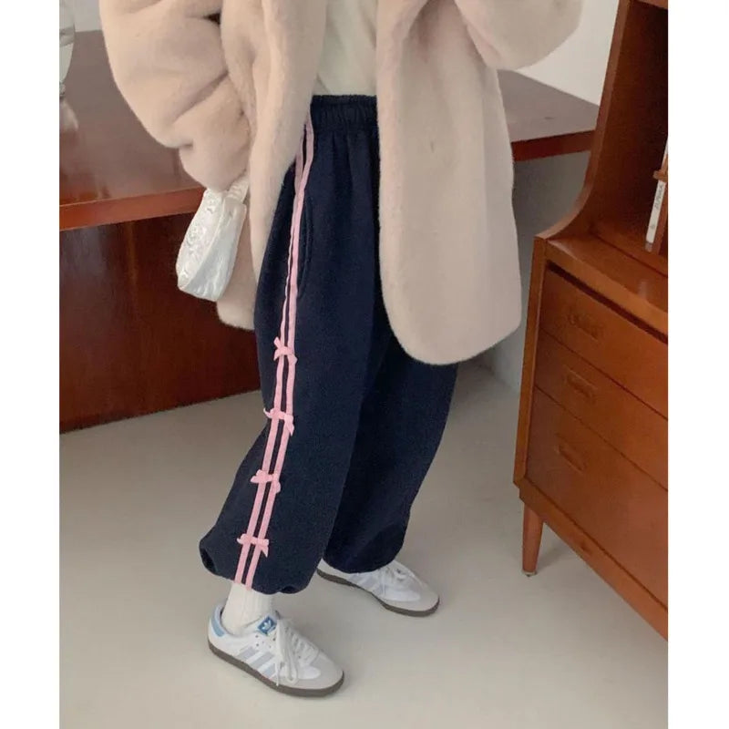 Bow Knot Stripe Drawstring Joggers