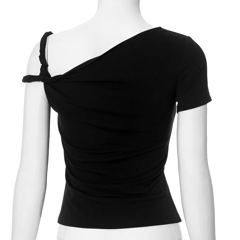 One Shoulder Twisted Sleeve Top