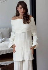 Off-Shoulder Long Sleeve Knitted Top