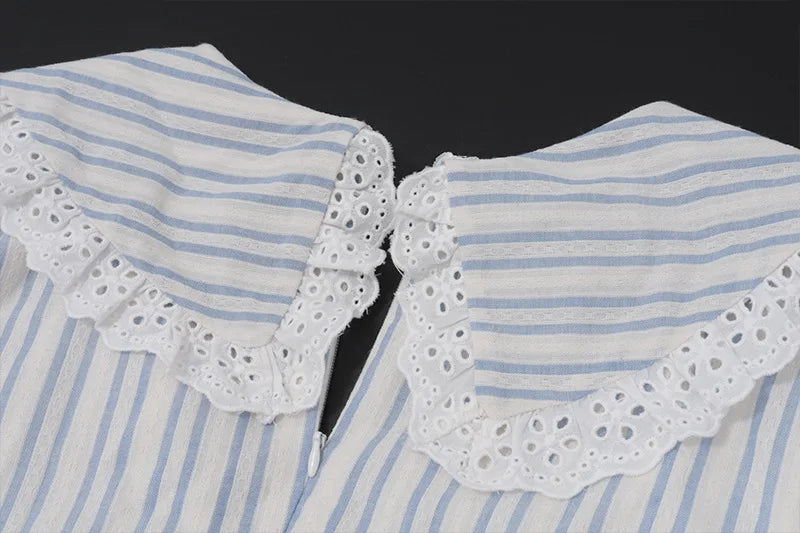 Blue Stripe Collar Mini Dress