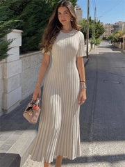 Ribbed Short Sleeve Maxi Dress