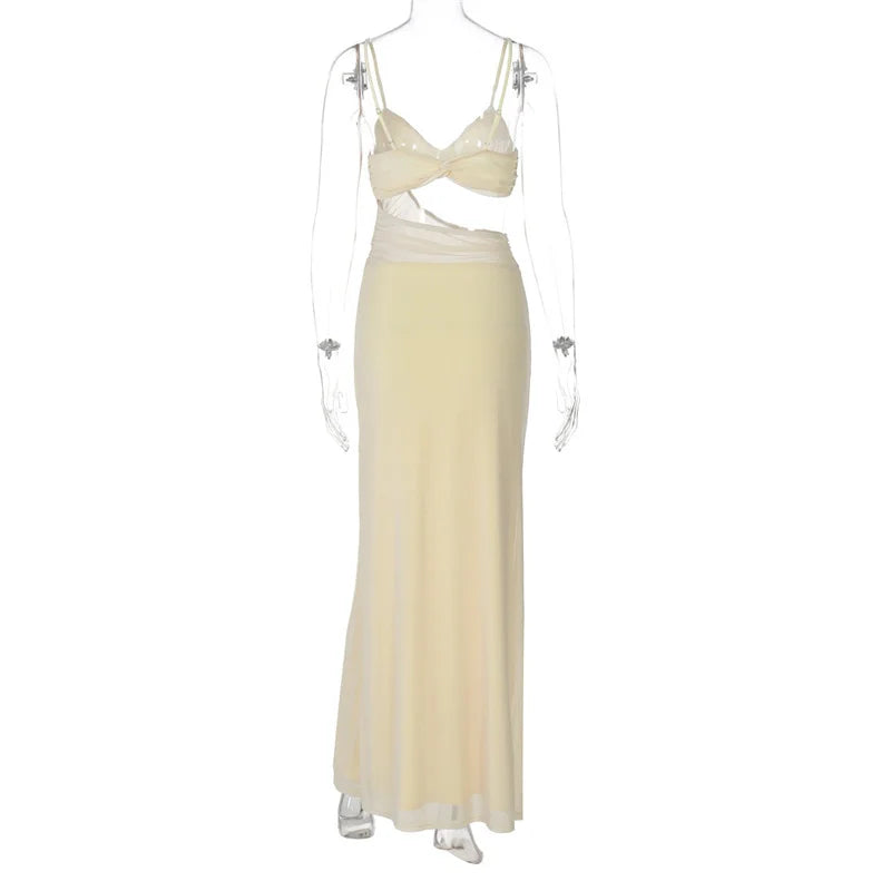 Mesh Cami Top Slit Cami Maxi Dress
