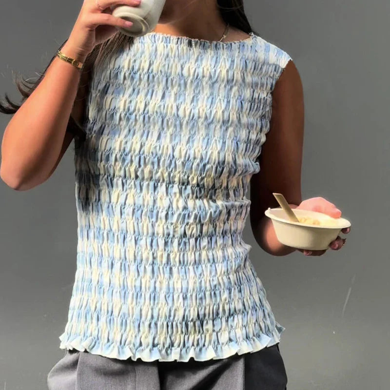 Polka Dot Ruched Tank Top