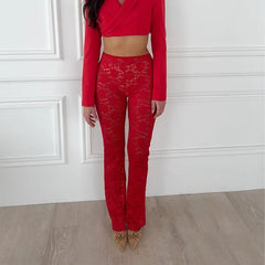 High Waist Sheer Lace Pants