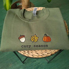 Cozy Season Fall Embroidered Sweatshirt