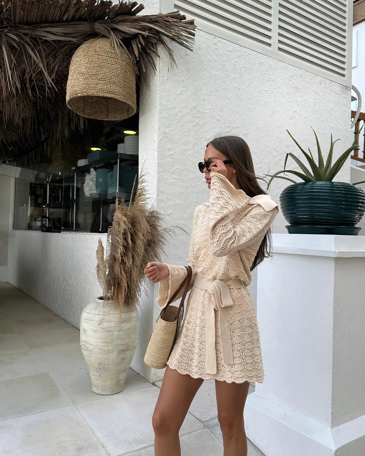 Noemi V Neck Hollow Out Dress
