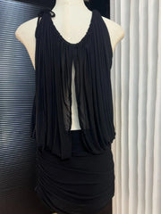 Halter Mesh Ruched Mini Dress