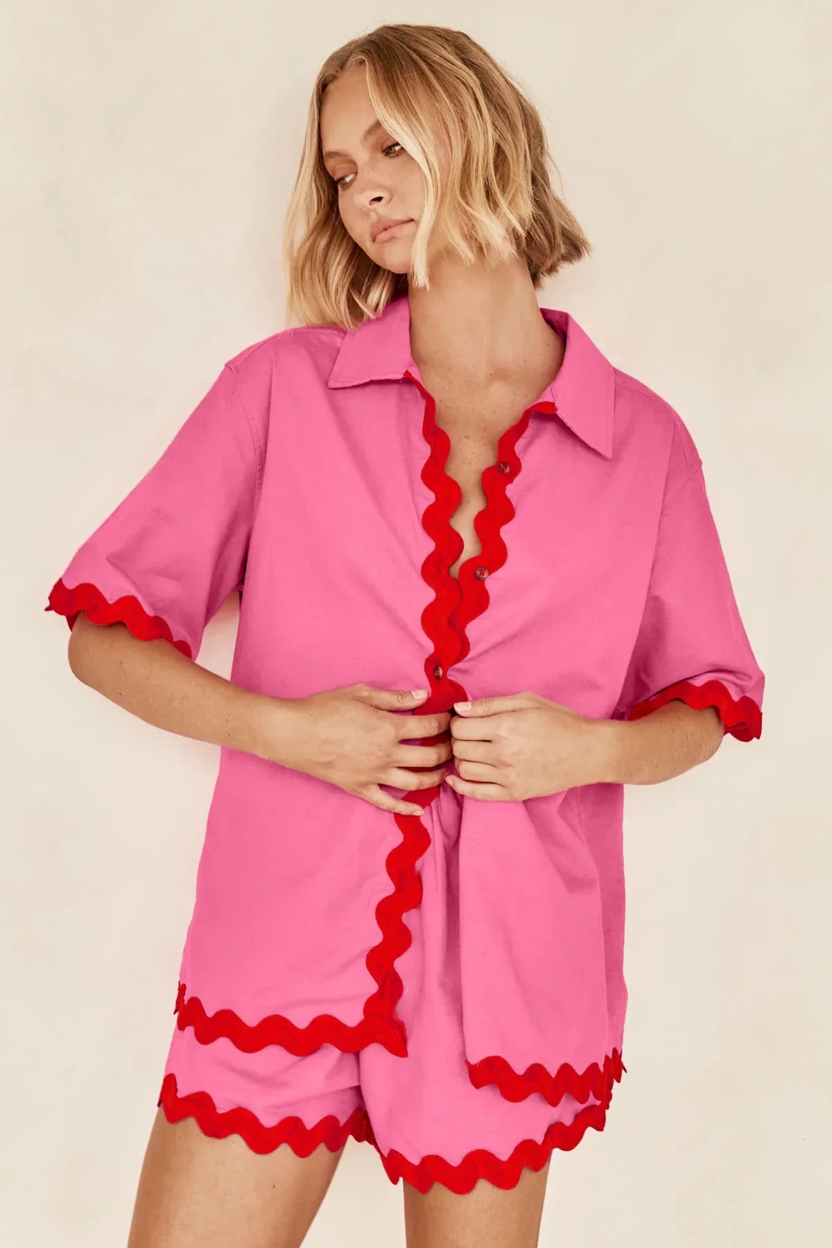 Zic Zac Patchwork Shirt And Shorts Set