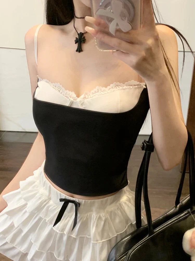 Lace Patchwork Cami Crop Top