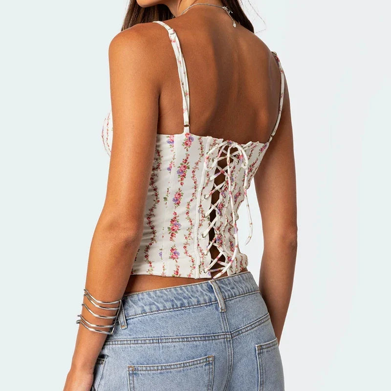 Floral Stripe Print Cami Top