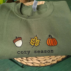 Cozy Season Fall Embroidered Sweatshirt