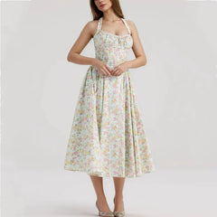 Floral Print Corset Midi Dress