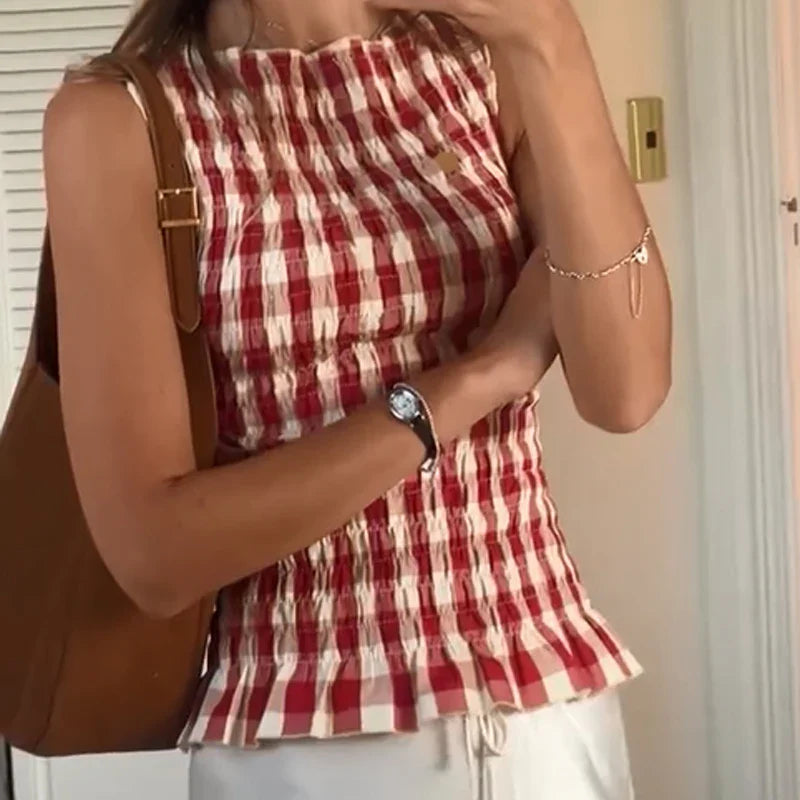 Polka Dot Ruched Tank Top