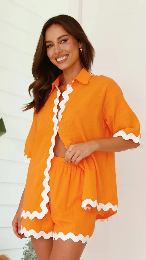 Zic Zac Patchwork Shirt And Shorts Set
