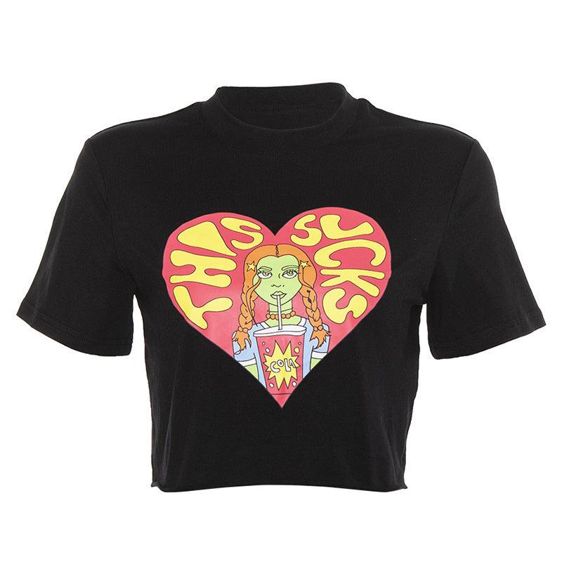 This Sucks Cartoon Print Crop Top