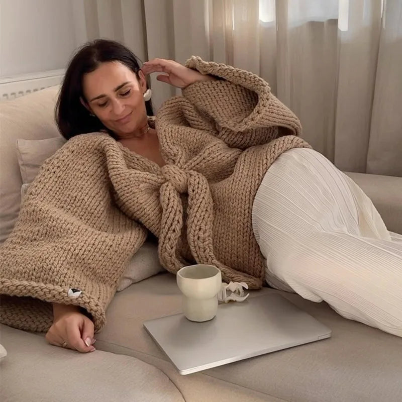 Knit Bow Tie Up Crop Sweater