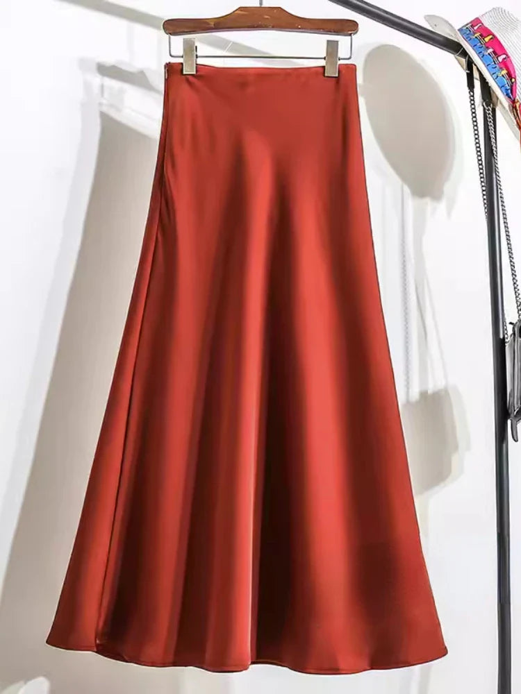 Satin Fishtail Midi Skirt