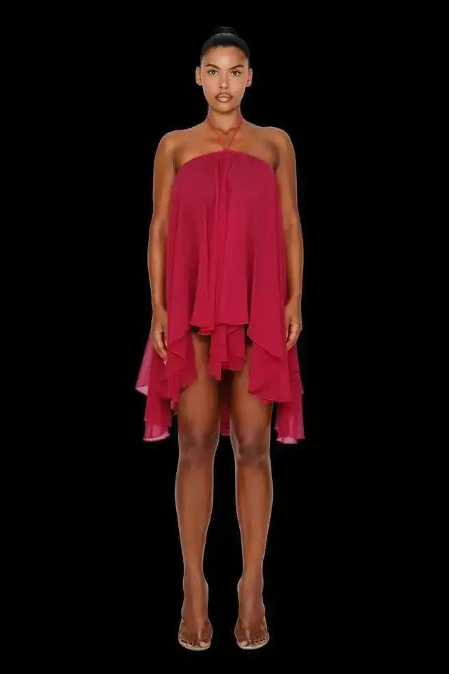 Frill O-Shaped Mini Dress