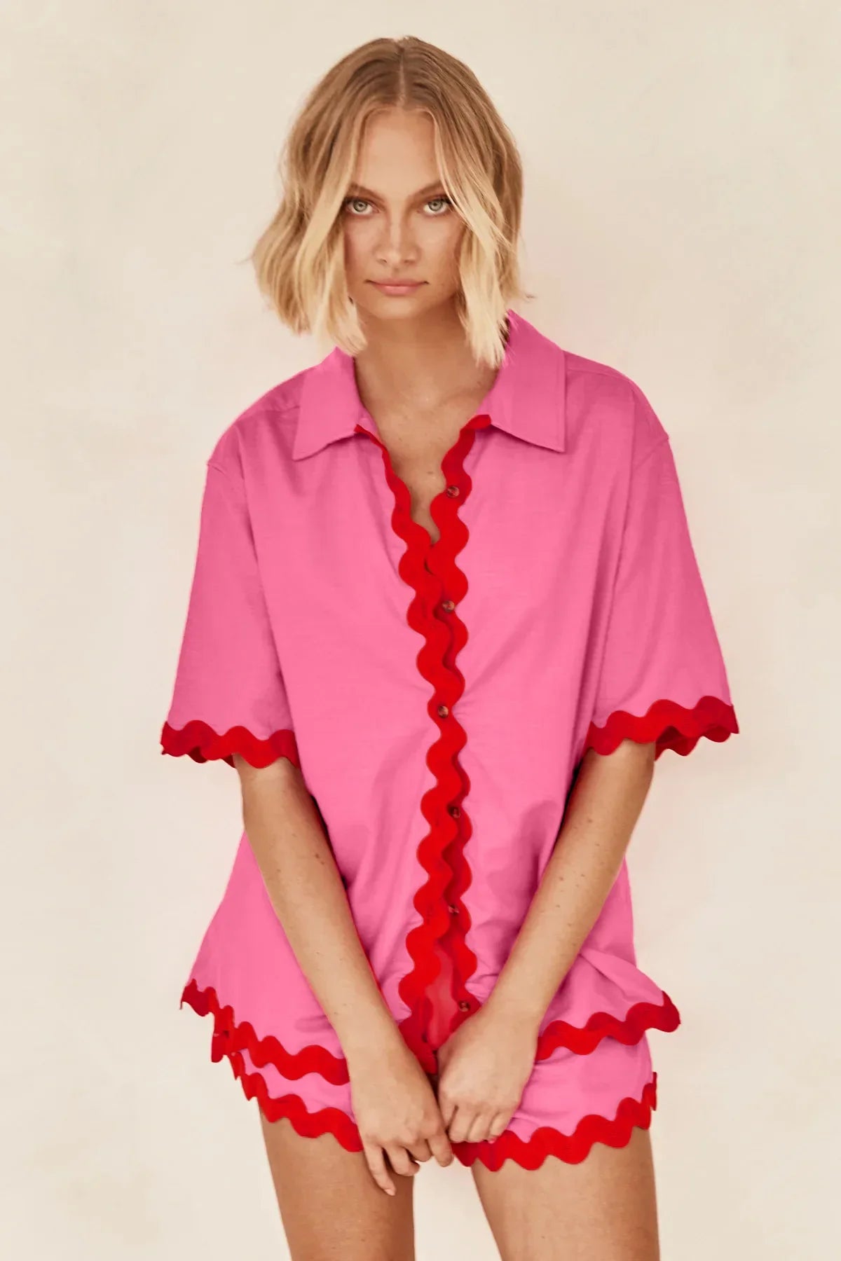 Zic Zac Patchwork Shirt And Shorts Set