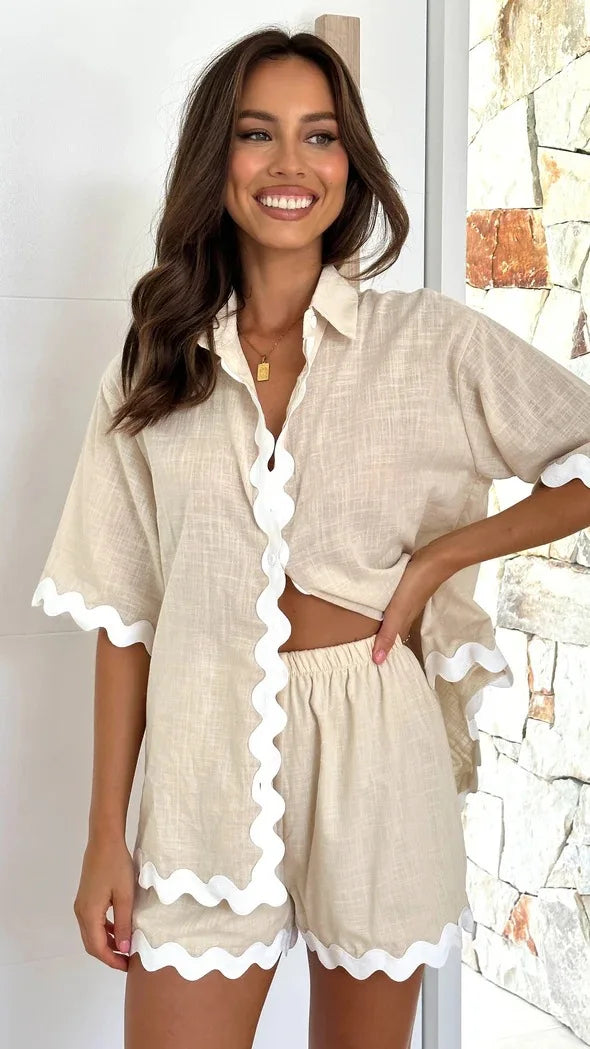 Zic Zac Patchwork Shirt And Shorts Set