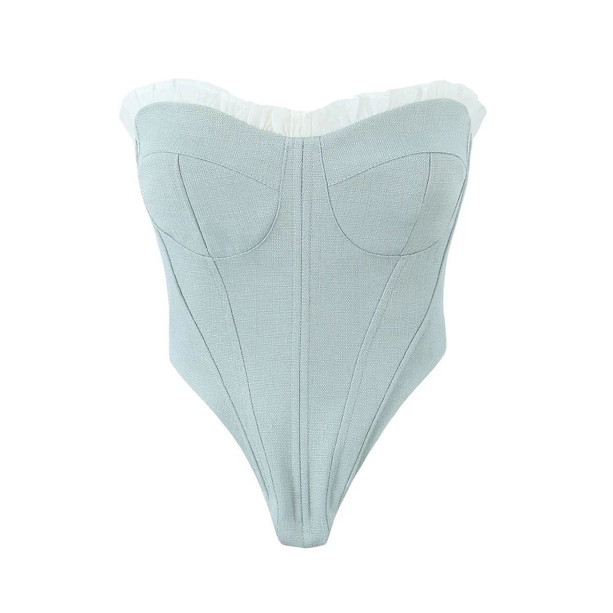 Grey Frill Trim Corset Top