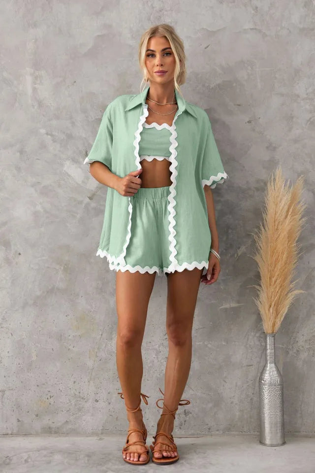 Zic Zac Patchwork Shirt And Shorts Set