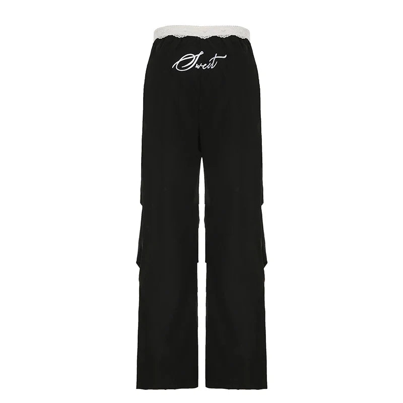 Lace Trim Loose Trousers