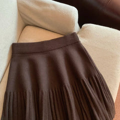 Knitted Pleated High-Waisted Mini Skirt
