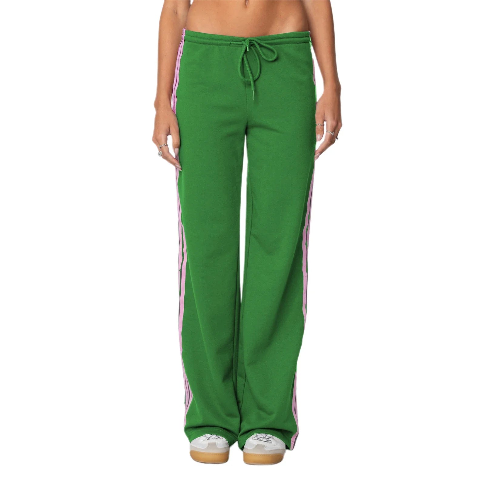 Drawstring Side Stripes Wide Leg Pants with Pockets