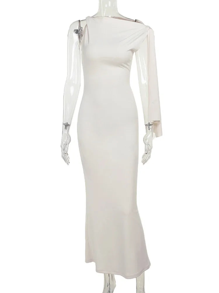 One Shoulder Tie Up Maxi Dress