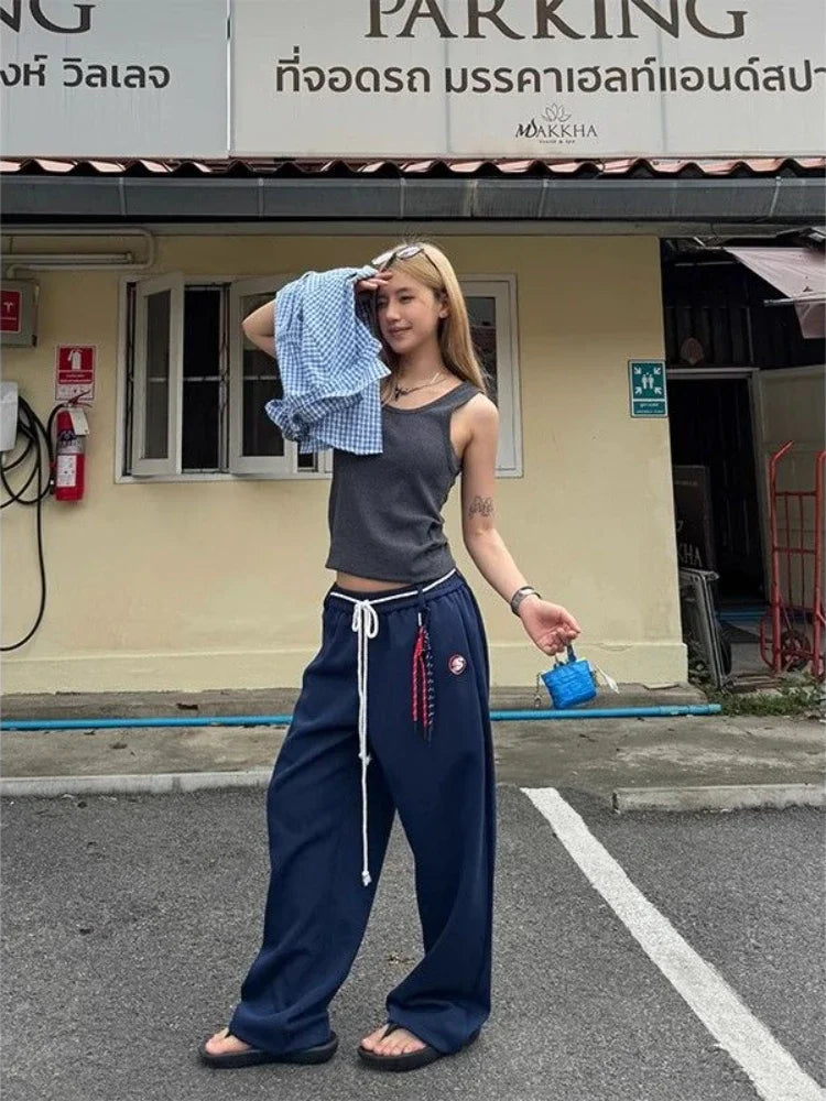 Blue Drawstring Belt Sweatpants