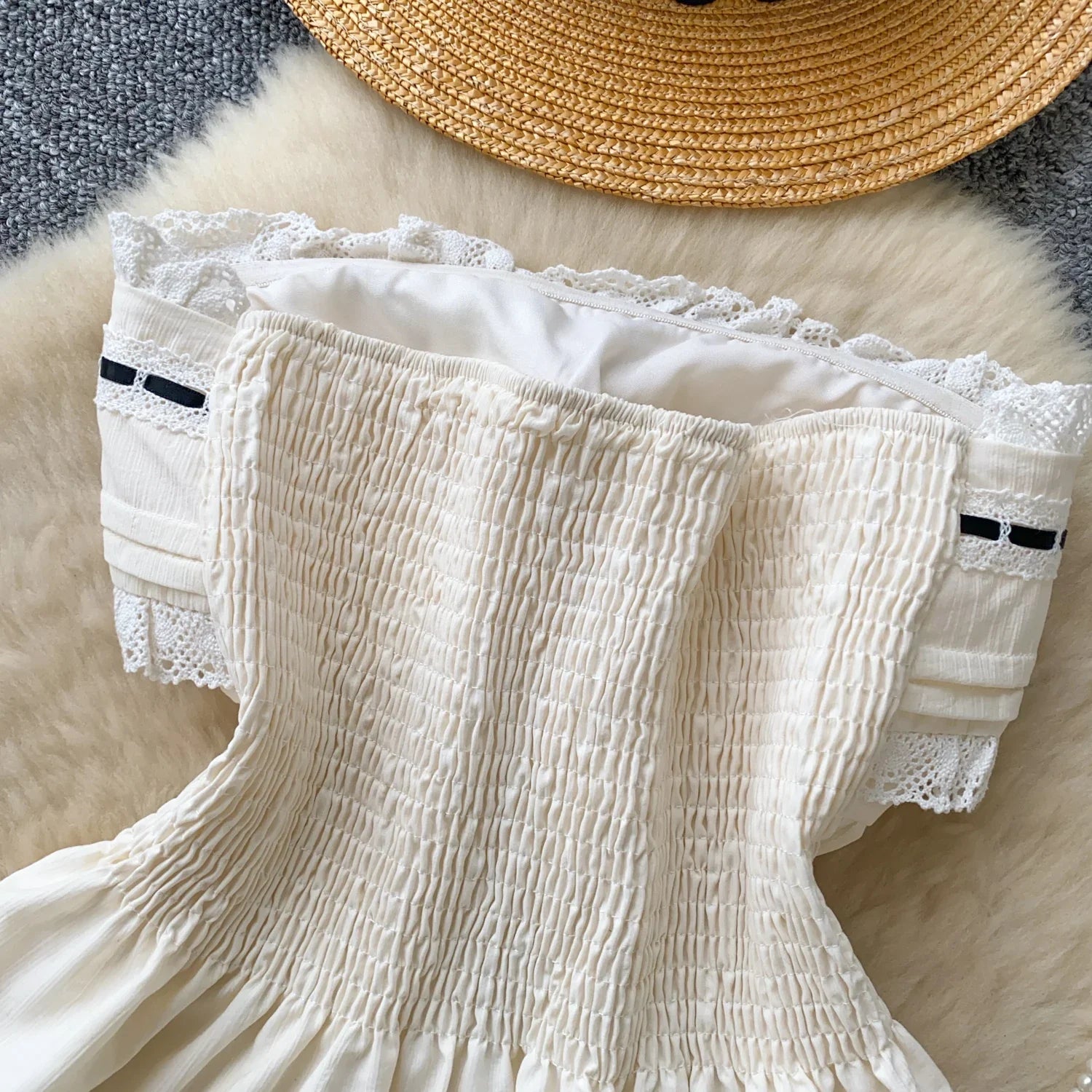 Lace Up Elastic Ruched Tube Top