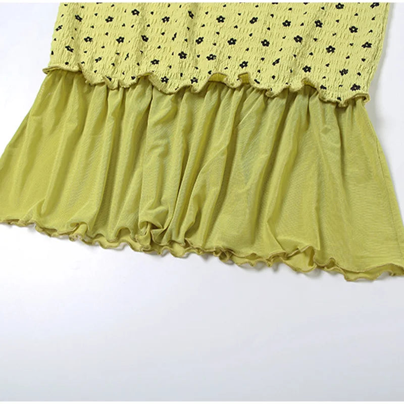 Ruched Floral Crop Top And Midi Skirt Set