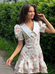 Gweny Puff Sleeves Floral Mini Dress