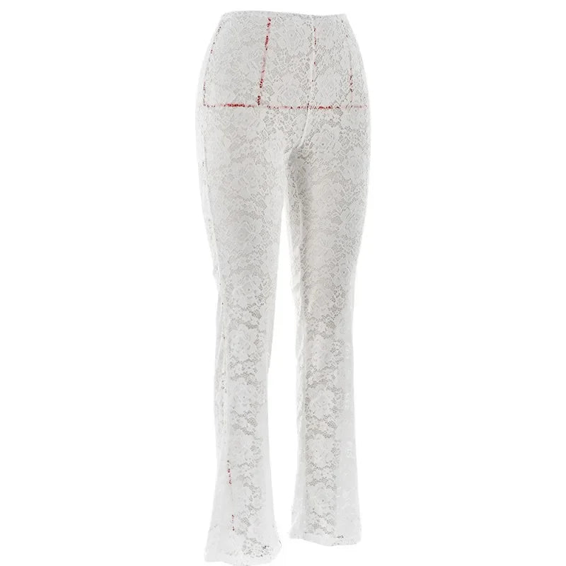 High Waist Sheer Lace Pants