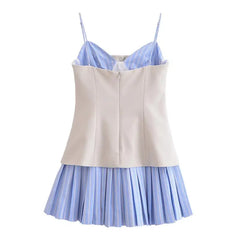 Trina Patchwork Pleated Mini Dress