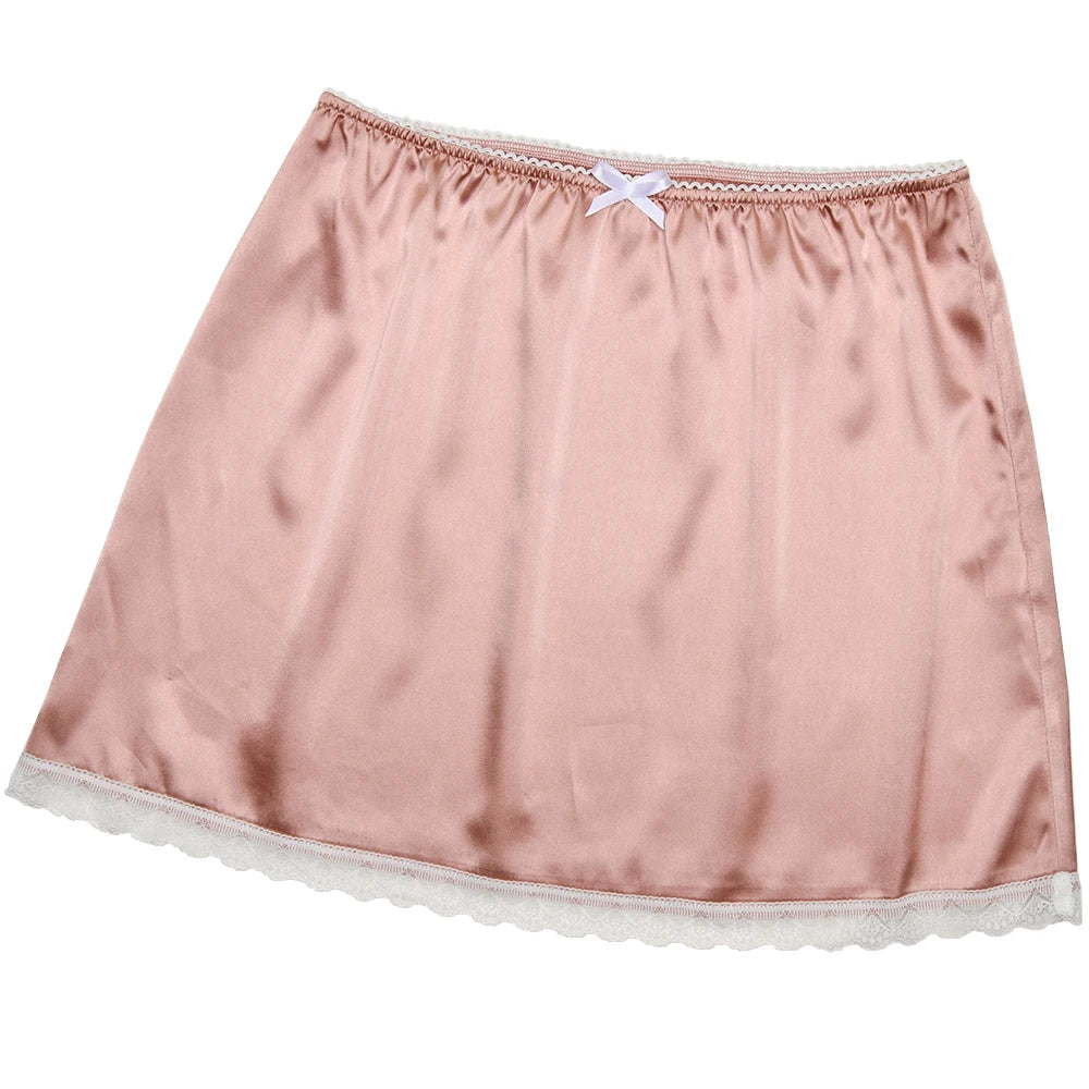 Satin Bow Lace Mini Skirt - Streetwear Slim Fit